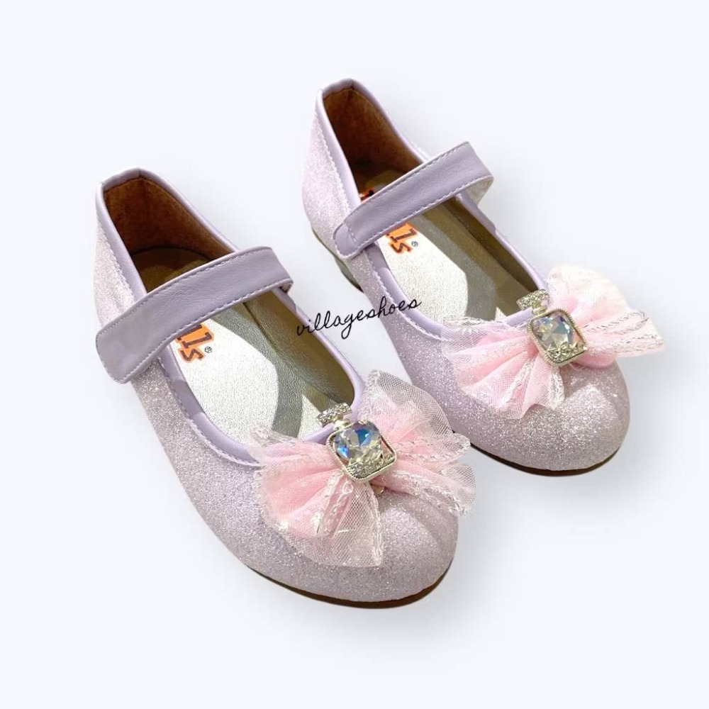 ✨現貨✨兒童 低跟2.5公分 娃娃鞋 公主鞋 台灣製 銀蔥 香水水鑽 網紗蝴蝶結 亮片 魔鬼氈 花童 女童 3506-規格圖10