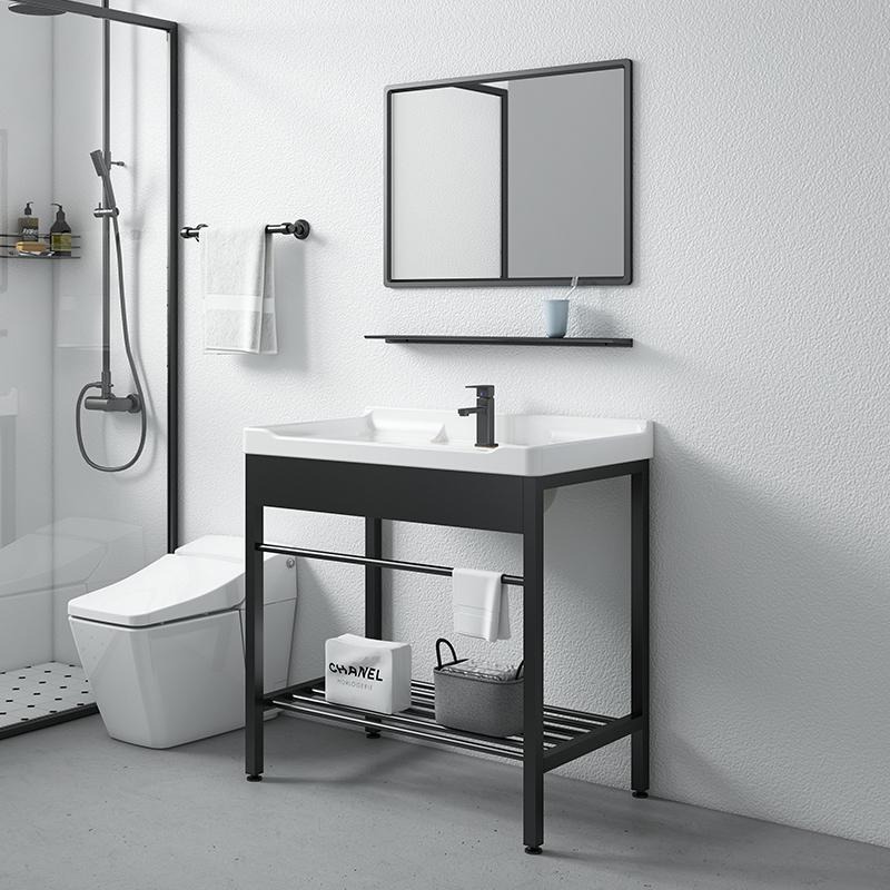 more 摩爾衛浴｜ A2 經典陶瓷洗面盆搭配工業風烤黑不銹鋼架洗手台、洗臉盆浴室、廁所、公共空間皆適用-細節圖2