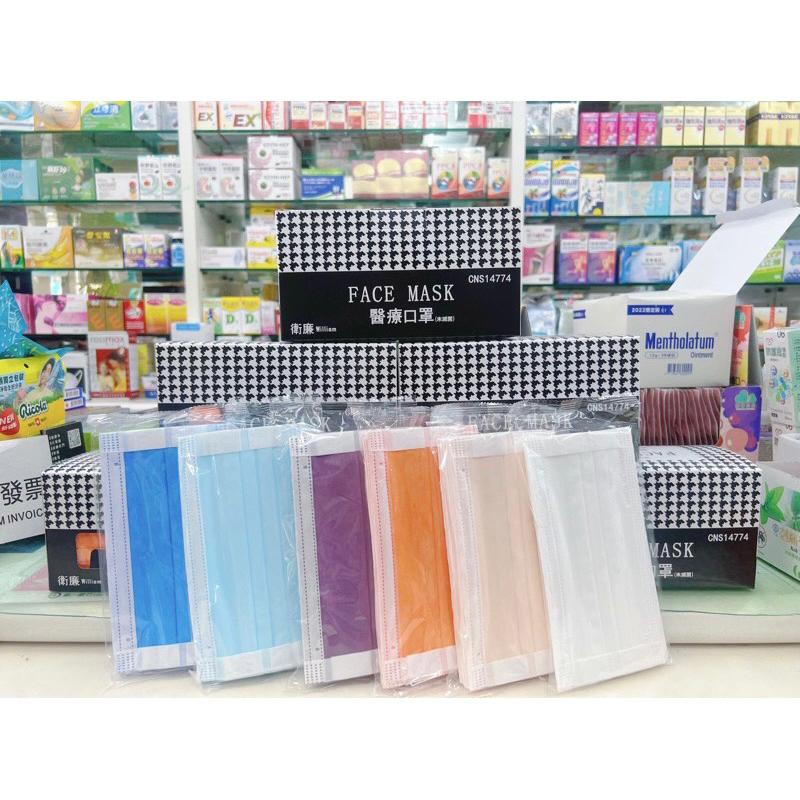 【成吉藥局】衛廉 成人醫療用平面口罩 寬耳帶口罩 平面口罩 寬耳繩口罩 Z摺 白色口罩 純白口罩-細節圖2