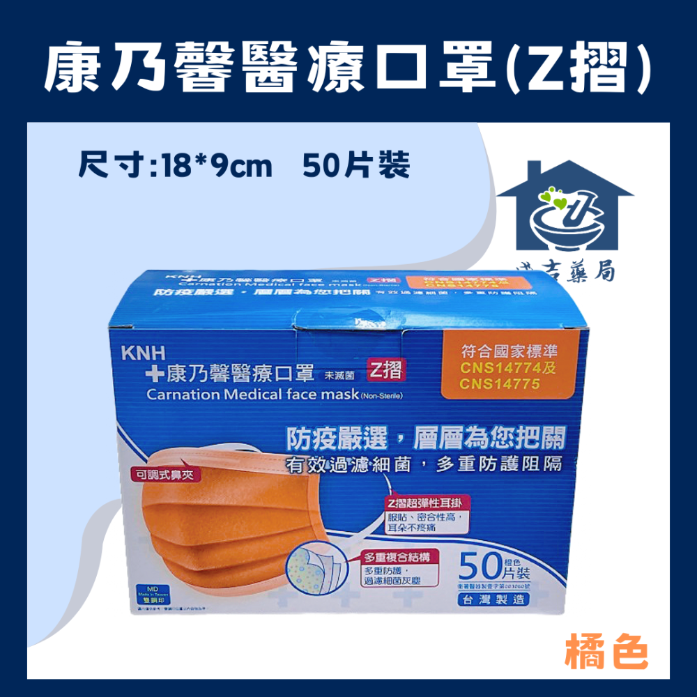 【成吉藥局】KNH 康那香 康乃馨醫療口罩 成人Z摺口罩 雙鋼印醫用口罩 19公分口罩-細節圖7