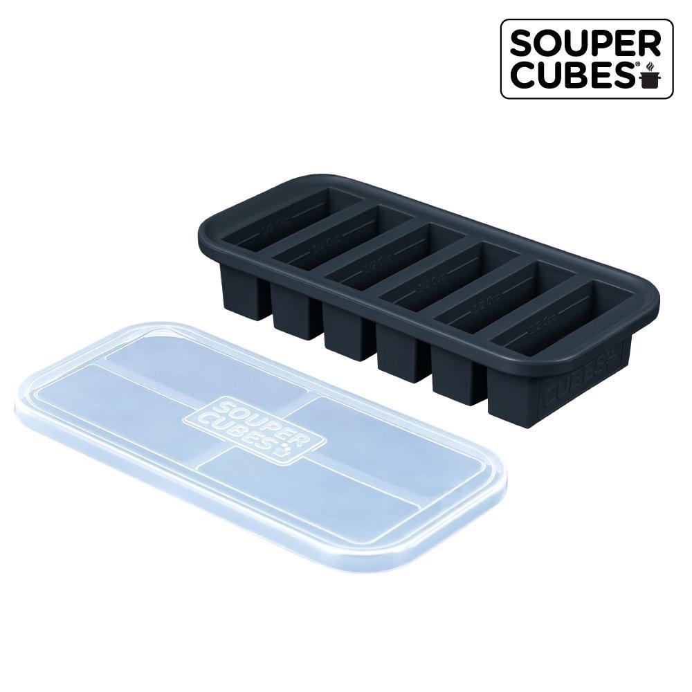 官方直營【Souper Cubes】 多功能食品級矽膠保鮮盒_曜石灰2件組(6格+10格)-細節圖2