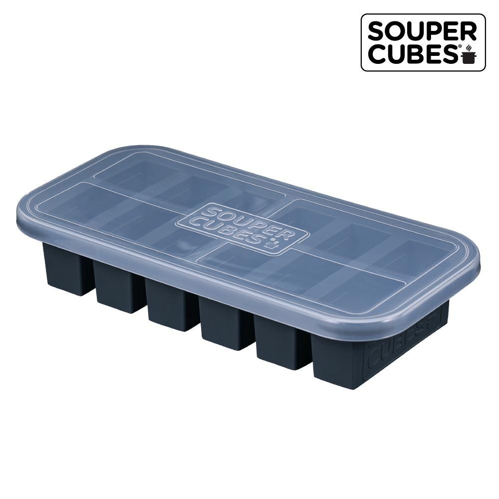 官方直營【Souper Cubes】 多功能食品級矽膠保鮮盒_曜石灰2件組(6格+10格)-細節圖3