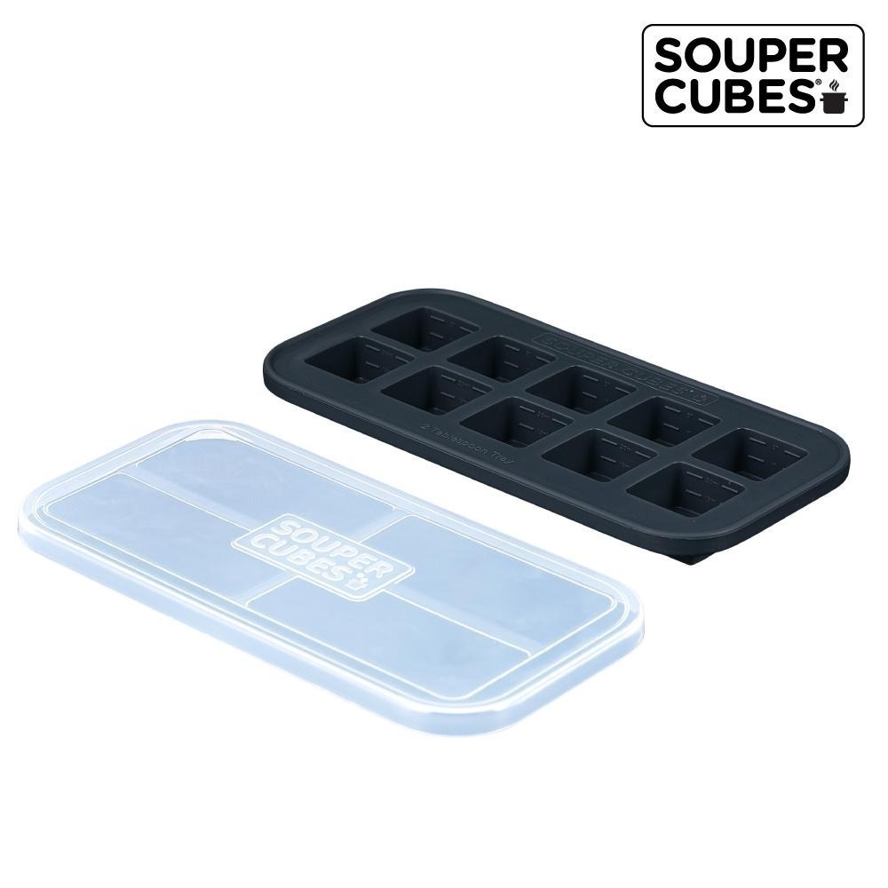 官方直營【Souper Cubes】 多功能食品級矽膠保鮮盒_曜石灰2件組(6格+10格)-細節圖6
