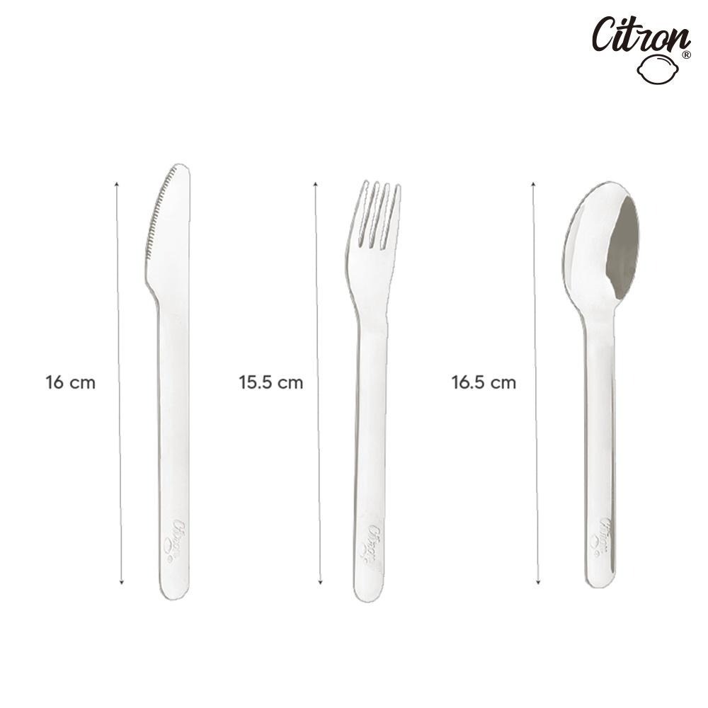 官方直營【Citron】兒童餐具三件組(含收納袋)_ 霧靄藍-細節圖2