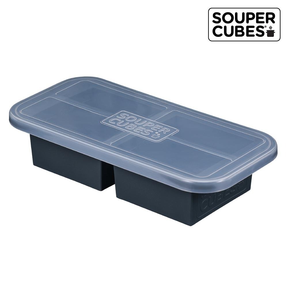 官方直營【Souper Cubes】多功能食品級矽膠保鮮盒_曜石灰2件組(2格+4格)-細節圖3