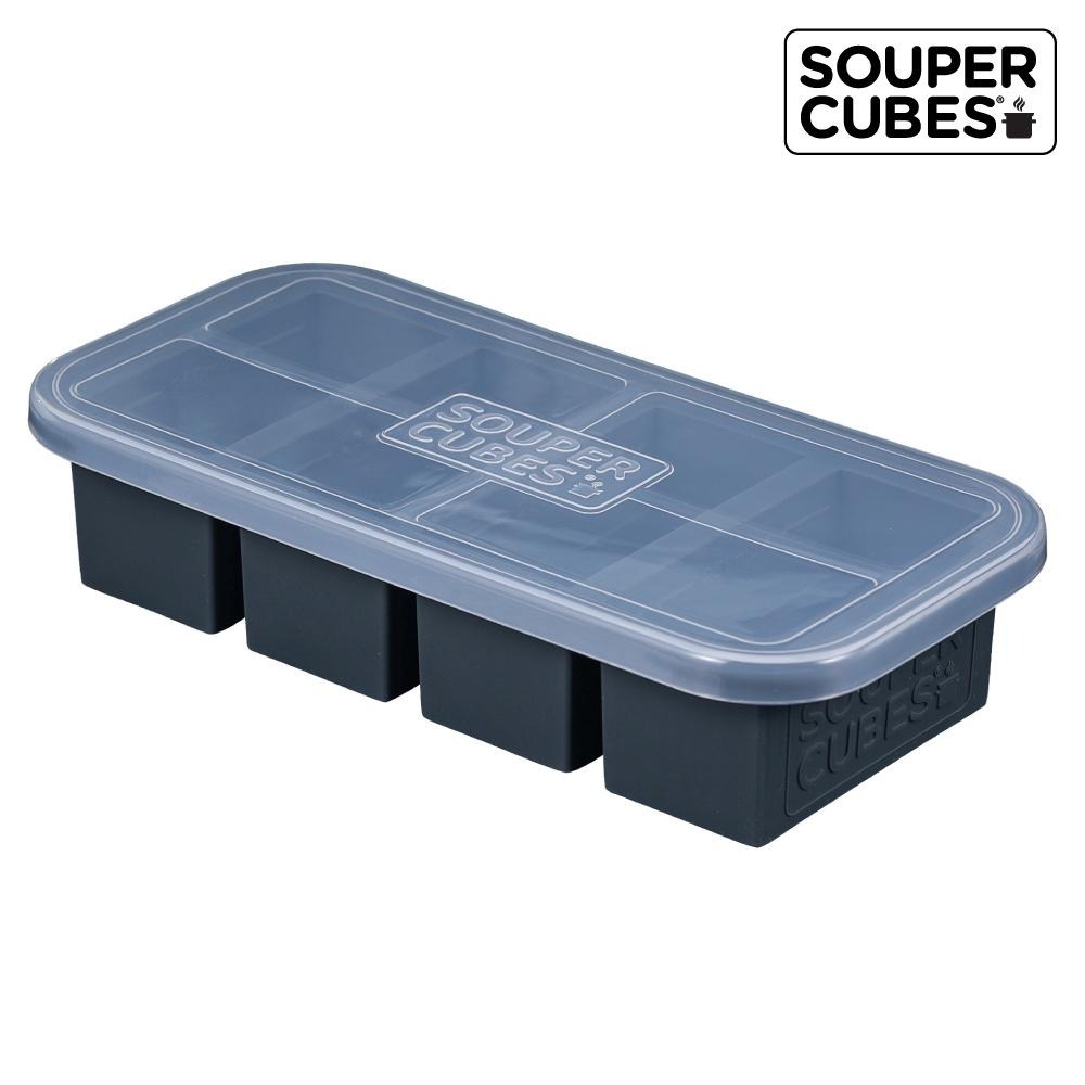 官方直營【Souper Cubes】多功能食品級矽膠保鮮盒_曜石灰2件組(2格+4格)-細節圖7