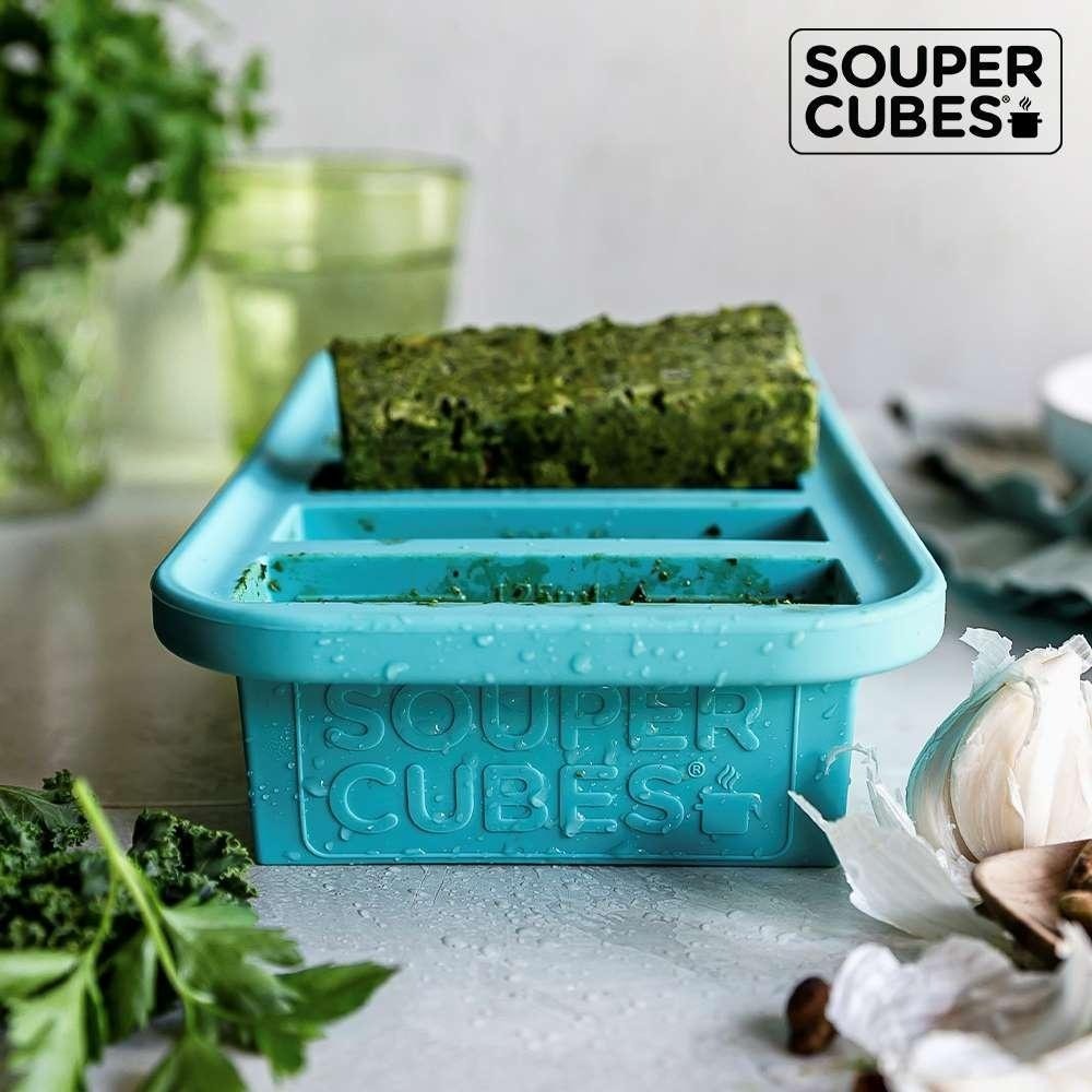 官方直營【Souper Cubes】多功能食品級矽膠保鮮盒6格_湖水綠(125ML/格)-細節圖4