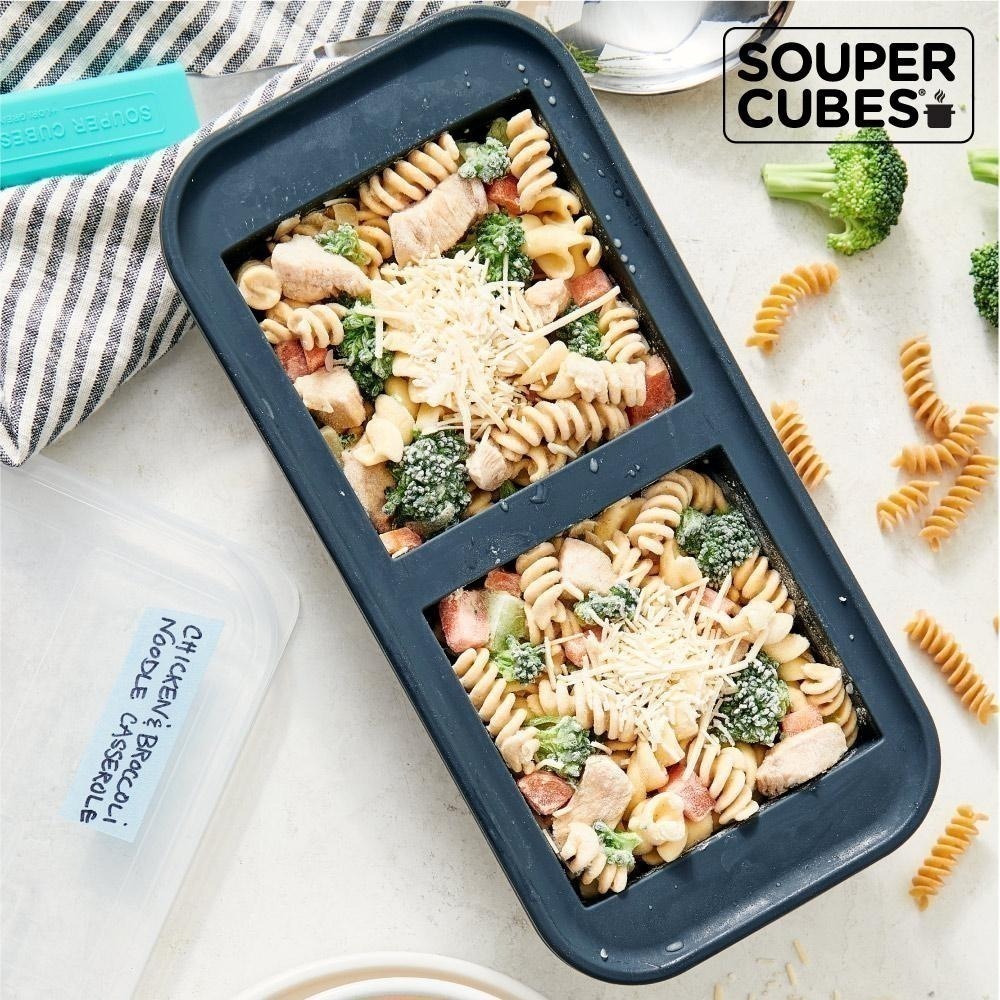 官方直營【Souper Cubes】多功能食品級矽膠保鮮盒2格_曜石灰(500ML/格)-細節圖4