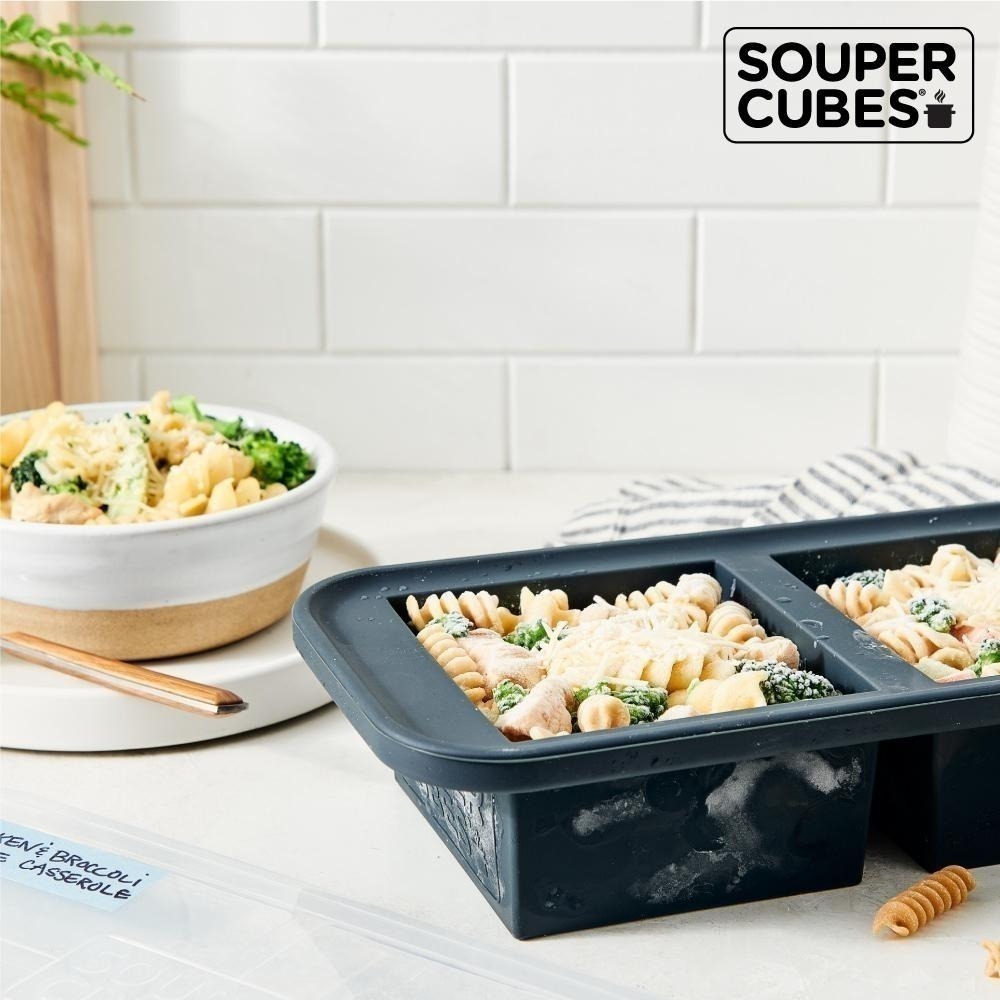 官方直營【Souper Cubes】多功能食品級矽膠保鮮盒2格_曜石灰(500ML/格)-細節圖5