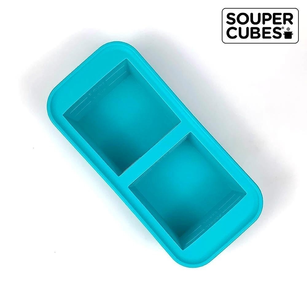 官方直營【Souper Cubes】多功能食品級矽膠保鮮盒_湖水綠2件組(2格+4格)-細節圖2