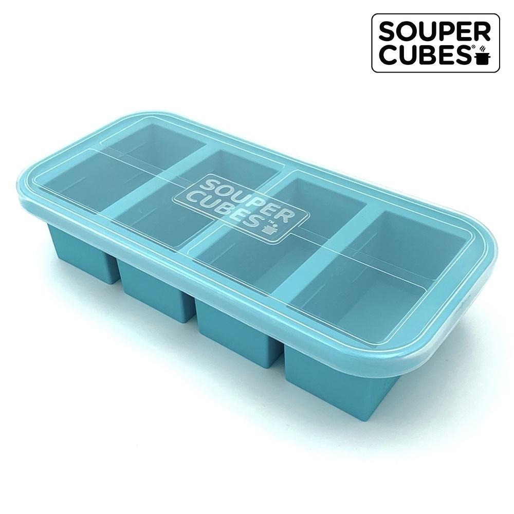 官方直營【Souper Cubes】多功能食品級矽膠保鮮盒_湖水綠2件組(2格+4格)-細節圖3