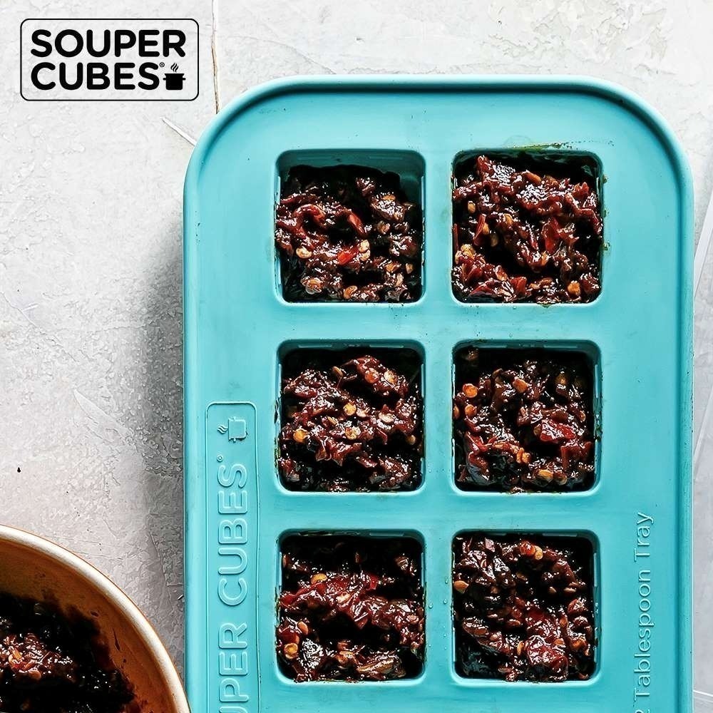 【Souper Cubes】多功能食品級矽膠保鮮盒_湖水綠10格(30ML/格)-細節圖2