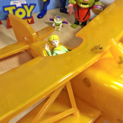 小王子可動玩具 聲光 黃色透明飛機組 絕版 稀有 二手無盒出清
