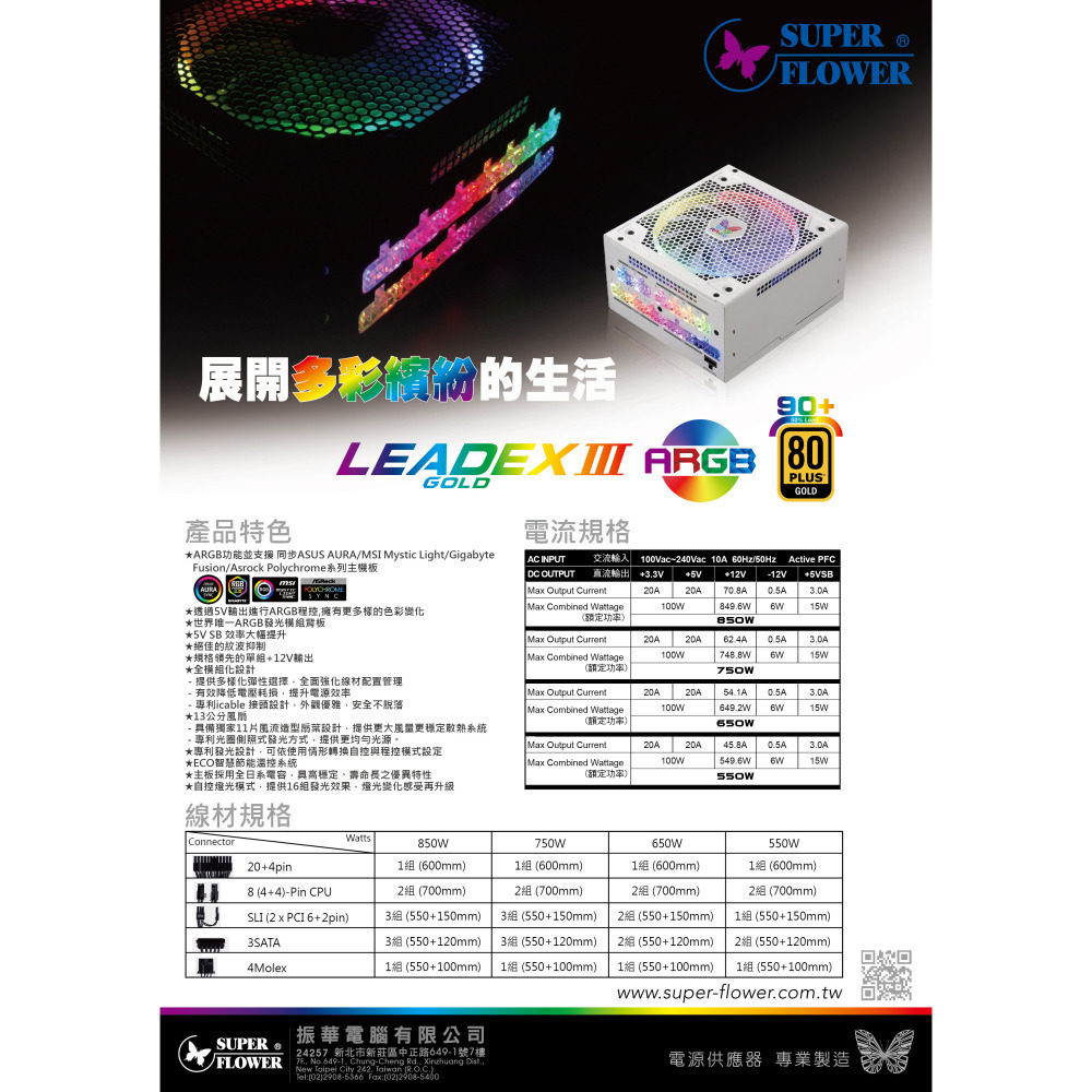 全新現貨 振華 LEADEX III ARGB 550 650 全模組 SF-750F14RG SF-850F14RG-細節圖5