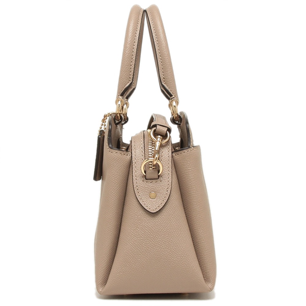 【COACH】防刮皮革三層手提兩用包-卡其-細節圖2