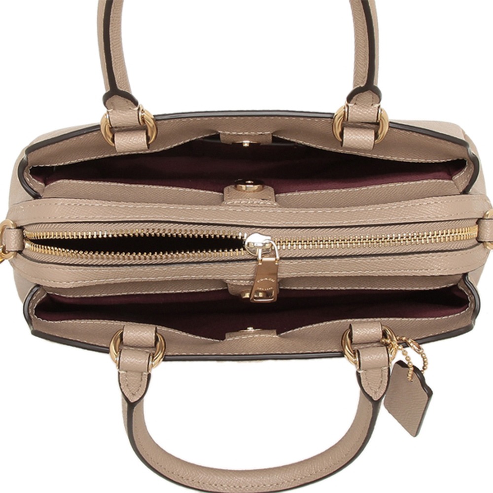 【COACH】防刮皮革三層手提兩用包-卡其-細節圖4