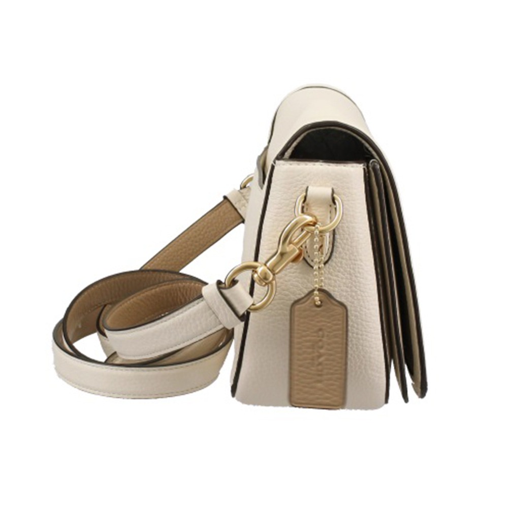 【COACH】馬車LOGO翻蓋斜背馬鞍包-白-細節圖2