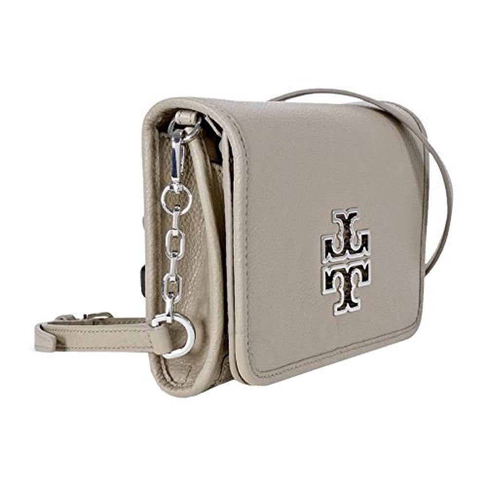 【TORY BURCH】流雙T LOGO皮革鏈帶斜背包-米白色-細節圖2