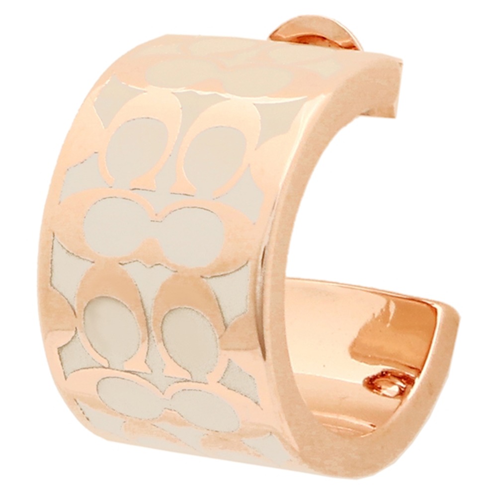 【COACH】半圓穿針式耳環-白色玫瑰金-細節圖2