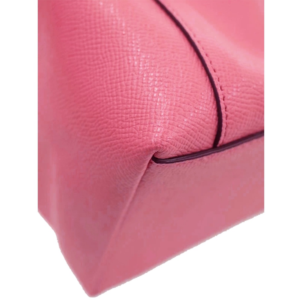 【COACH】馬車LOGO皮革鍊帶托特包-珊瑚粉-細節圖3