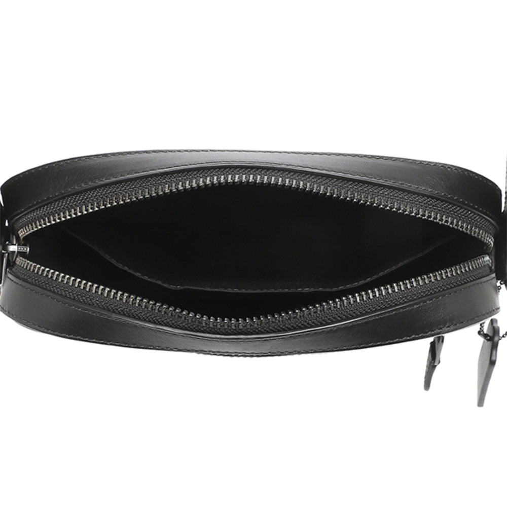 【COACH】滿版LOGO拼接皮革斜背包-黑灰-細節圖4