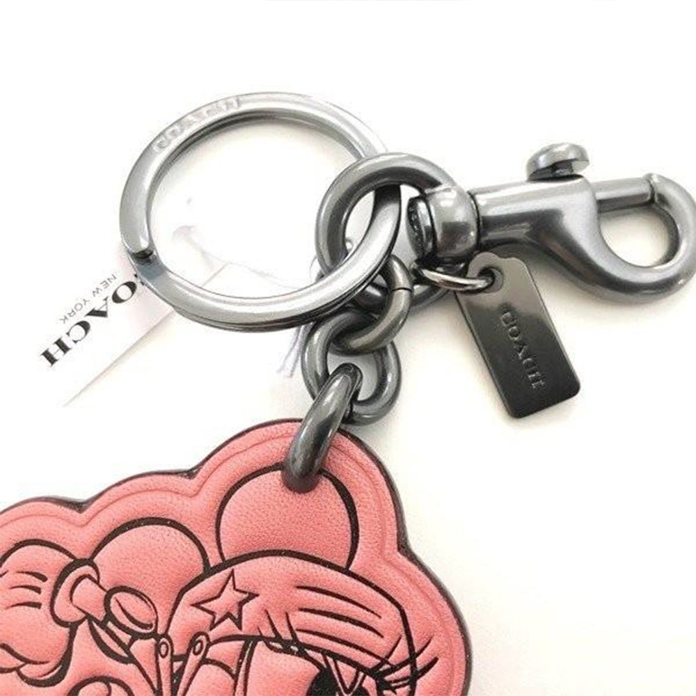 【COACH】迪士尼聯名鑰匙圈-粉-細節圖3