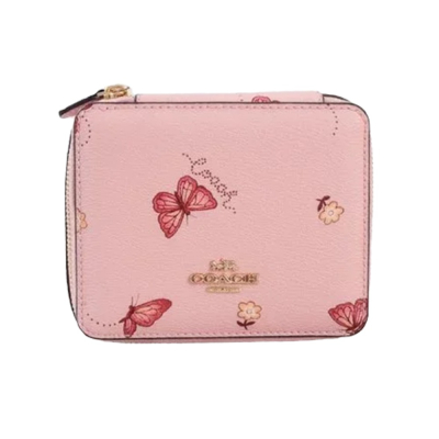 【COACH】印花皮革飾品珠寶盒-粉色蝴蝶