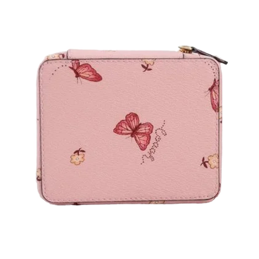 【COACH】印花皮革飾品珠寶盒-粉色蝴蝶-細節圖2