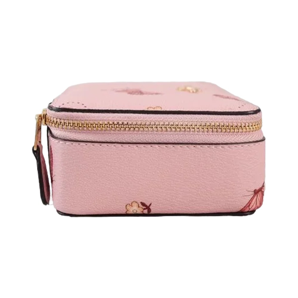 【COACH】印花皮革飾品珠寶盒-粉色蝴蝶-細節圖3