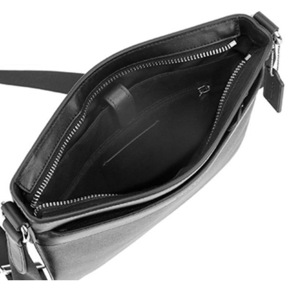 【COACH】滿版LOGO拼接皮革斜背包-黑灰-細節圖4