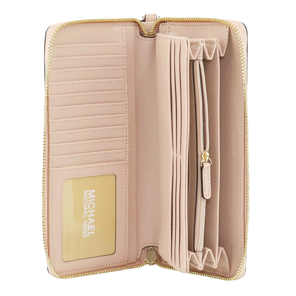 【MICHAEL KORS】鵝卵石紋皮革拉鍊長夾-奶茶-細節圖4