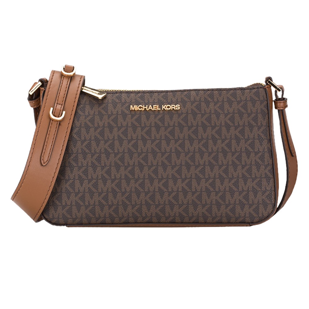 【MICHAEL KORS】滿版LOGO三合一皮革斜背包-咖啡-細節圖2