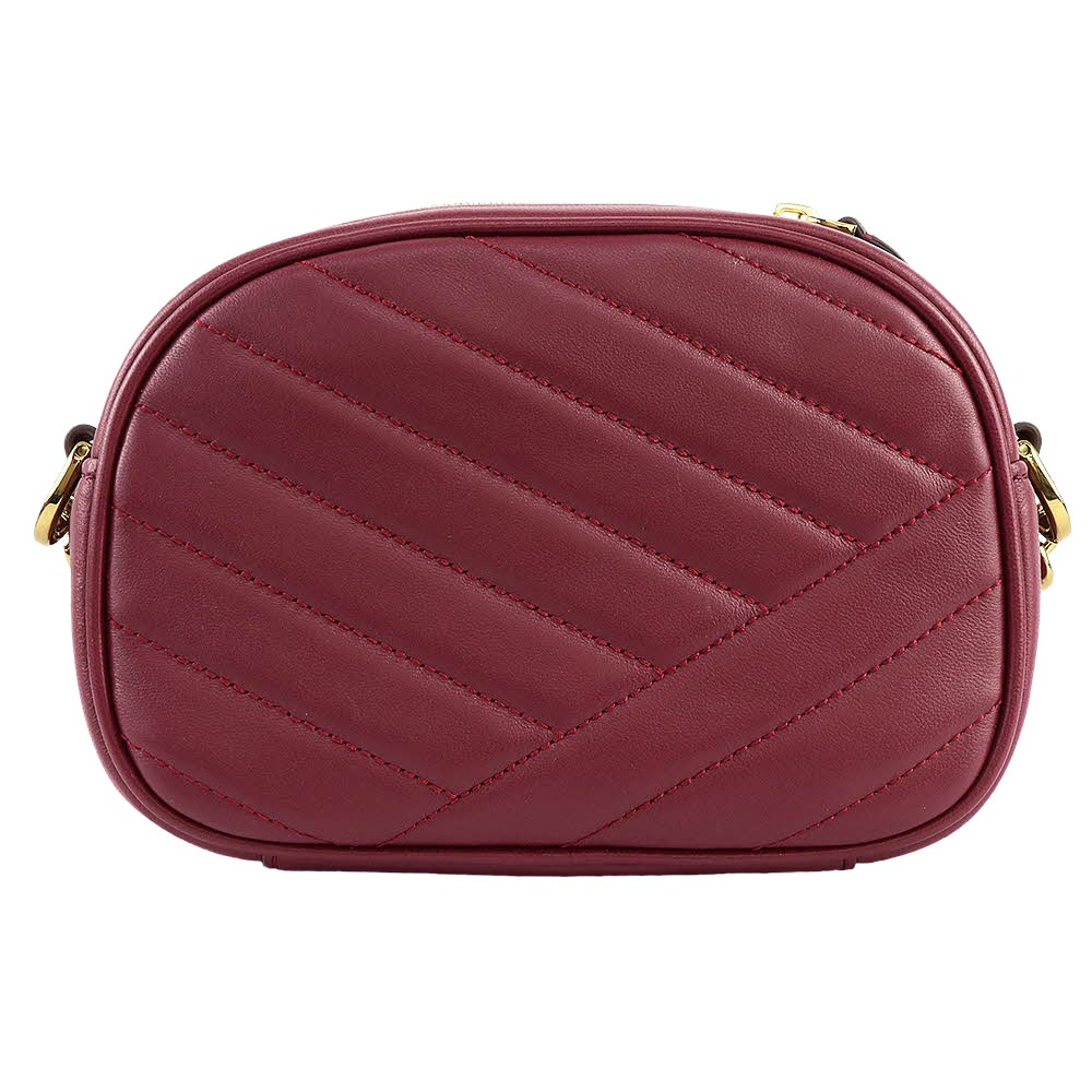 【TORY BURCH】質感羊皮斜背包-酒紅-細節圖2