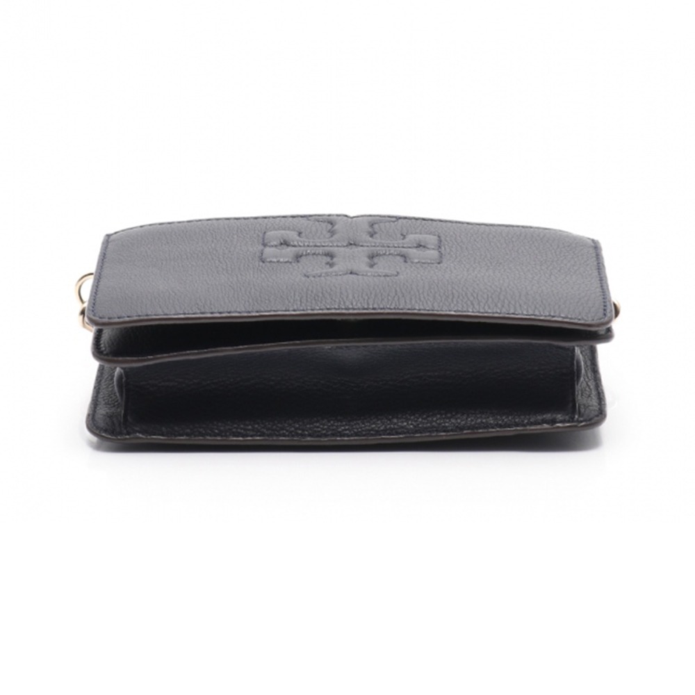 【TORY BURCH 】荔枝紋皮革斜背包-黑-細節圖3