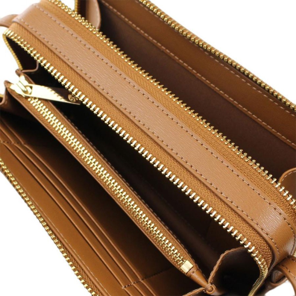 【TORY BURCH 】雙層拉鍊皮革方包-駝-細節圖4