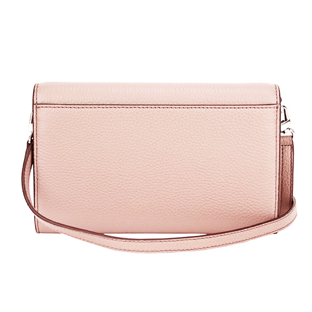 【TORY BURCH 】翻蓋皮革斜背包-粉色-細節圖2