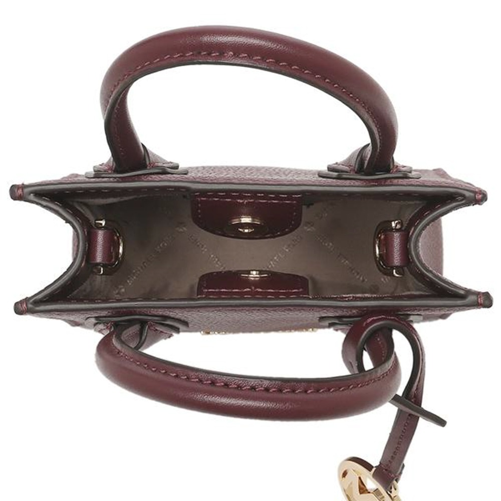 【MICHAEL KORS】皮革迷你手提斜背兩用包-酒紅-細節圖4