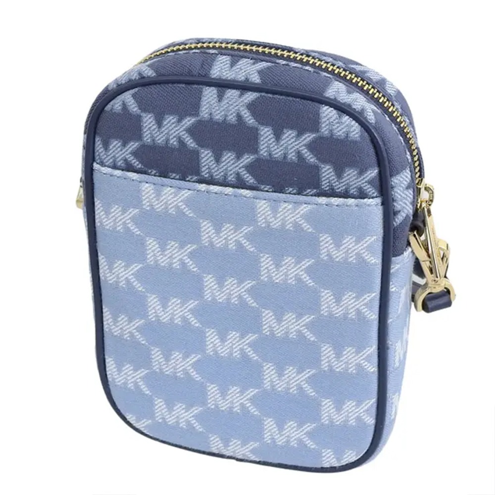 【MICHAEL KORS】滿版logo皮革相機包-藍-細節圖3