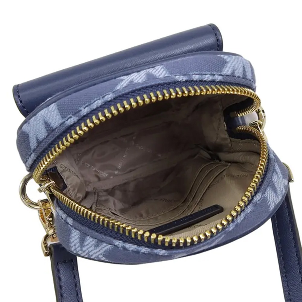 【MICHAEL KORS】滿版logo皮革相機包-藍-細節圖4