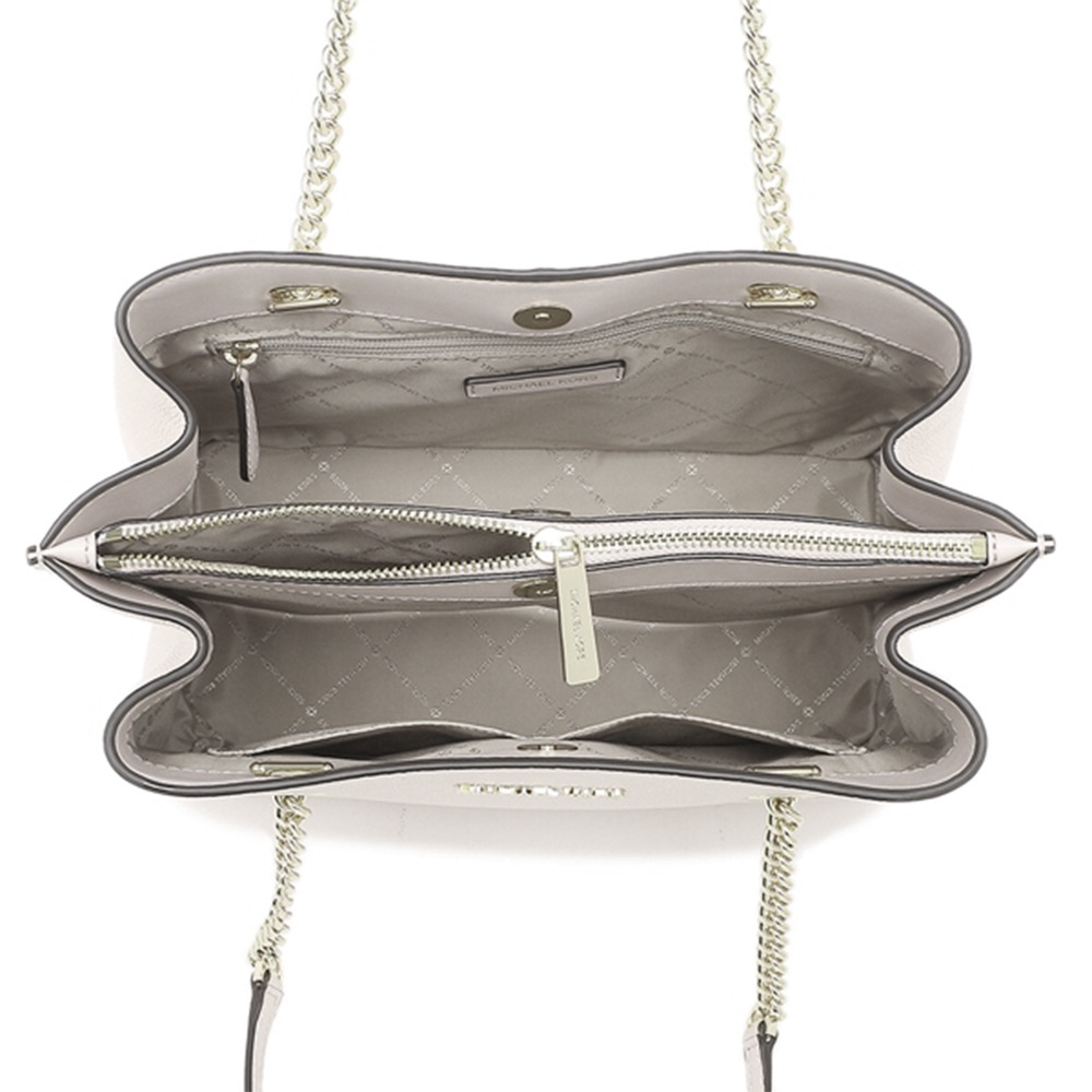 【MICHAEL KORS】素面皮革鏈帶肩背包-白-細節圖4