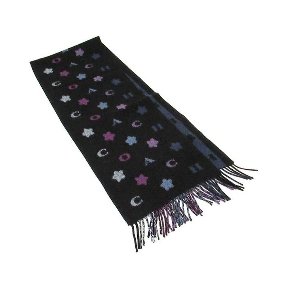 【COACH】印花雙面圍巾-繽紛星星藍紫-細節圖2