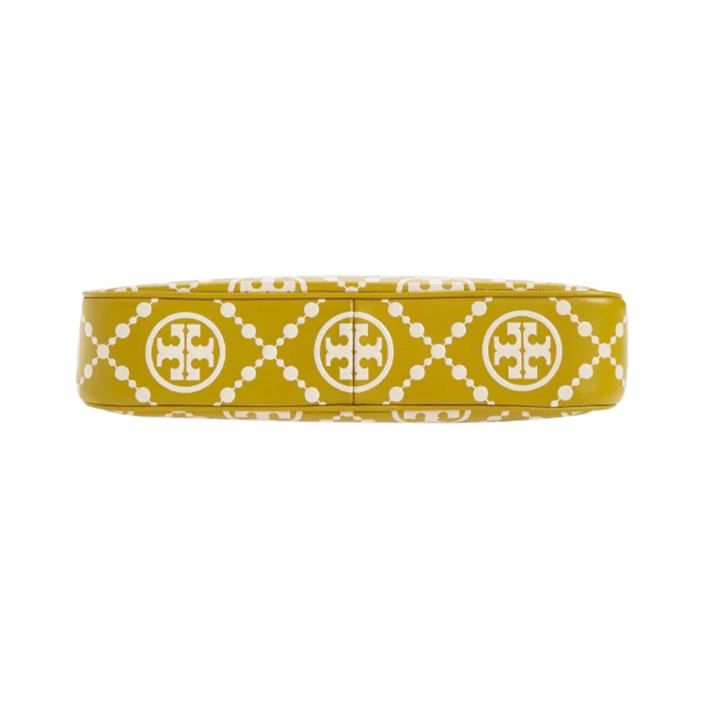 【TORY BURCH】滿版LOGO皮革肩斜兩用背包-綠-細節圖3