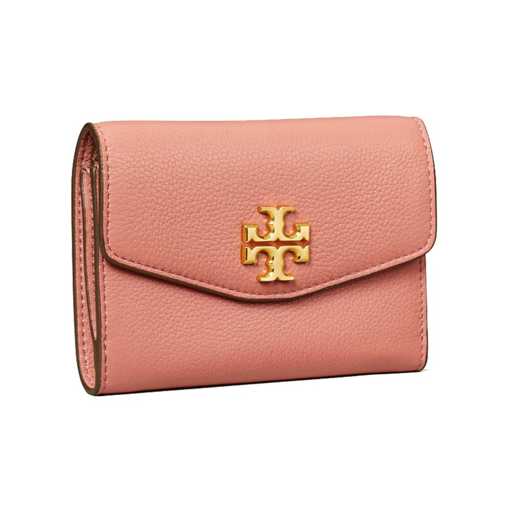 【TORY BURCH】雙T-LOGO皮革信封短夾-粉-細節圖2