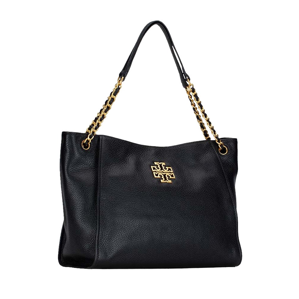 【TORY BURCH】雙T-LOGO素面皮革單肩包-黑-細節圖2