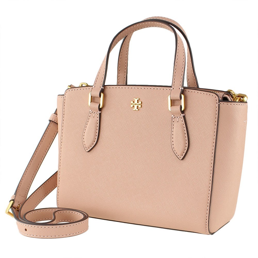 【TORY BURCH】雙T-LOGO防刮皮革托特包-粉紅-細節圖3