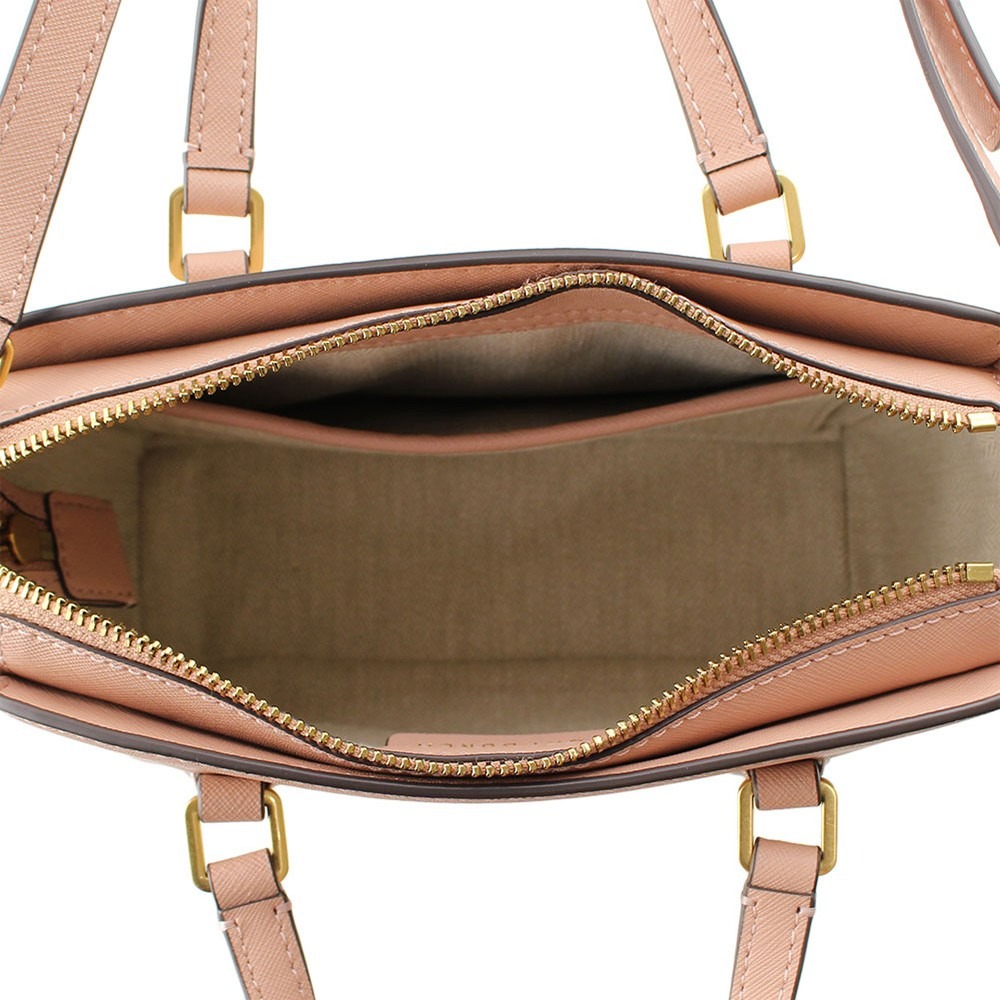 【TORY BURCH】雙T-LOGO防刮皮革托特包-粉紅-細節圖4