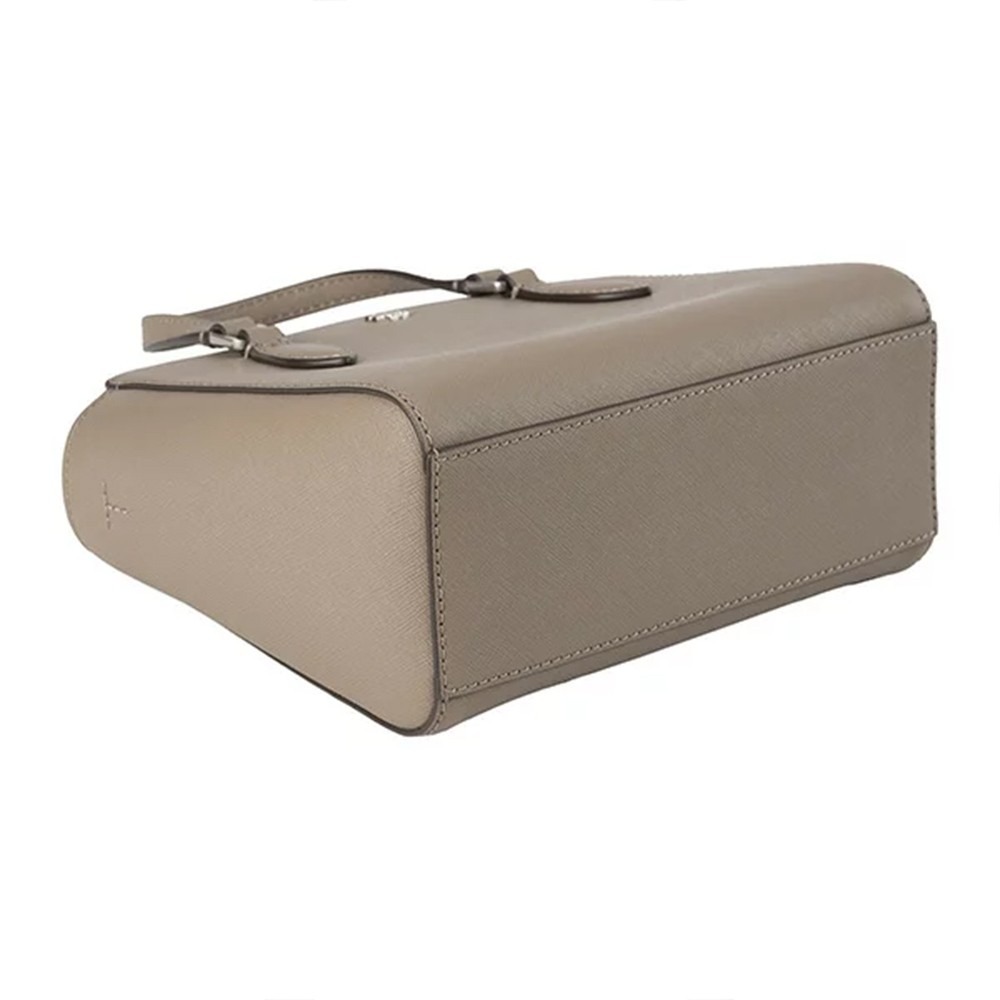 【TORY BURCH】雙T-LOGO防刮皮革托特包-灰-細節圖3