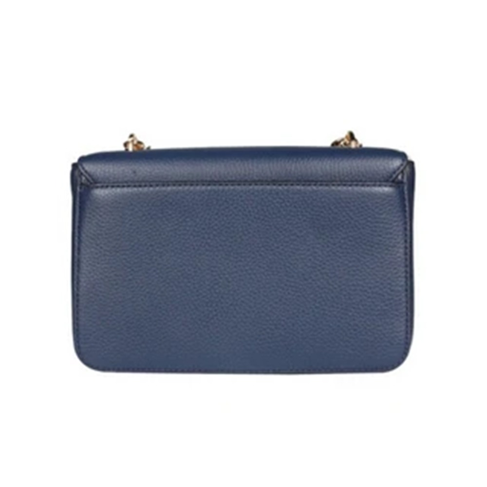 【Tory burch】雙T-LOGO皮革翻蓋斜背包-深藍-細節圖2