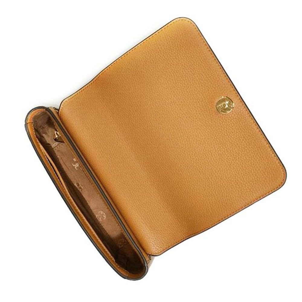 【Tory burch】雙T-LOGO皮革翻蓋斜背包-深藍-細節圖4