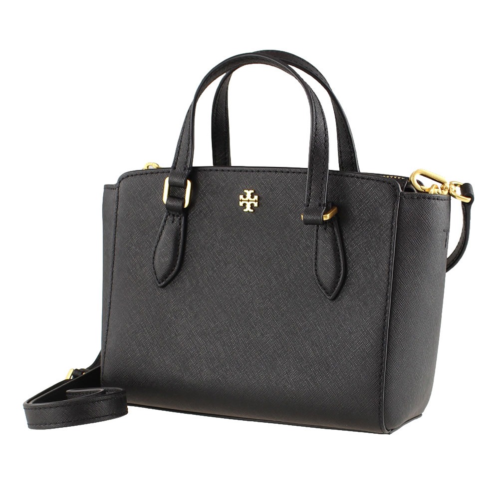 【Tory burch】雙T-LOGO防刮皮革托特包-黑色-細節圖2